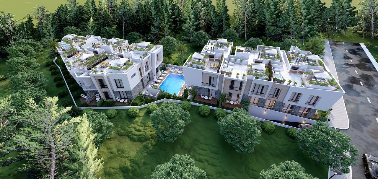 2-комнатные апартаменты 50 м² с балконом и садом в Алсанджаке