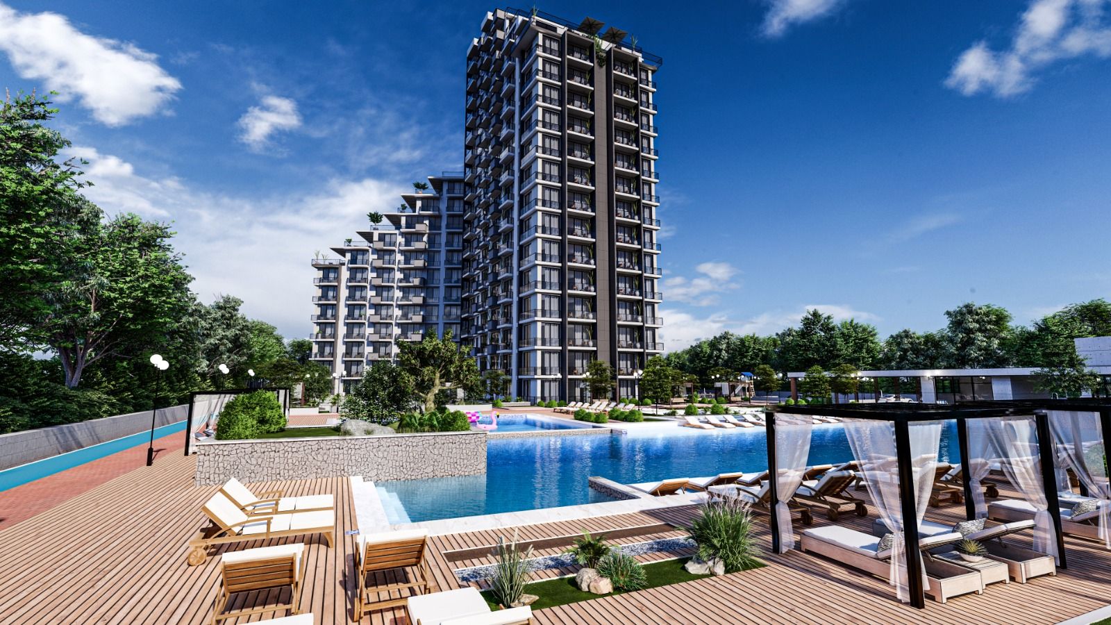 Студия 50 м2 с балконом в масштабном курортном комплексе в Газиверене — фото 20