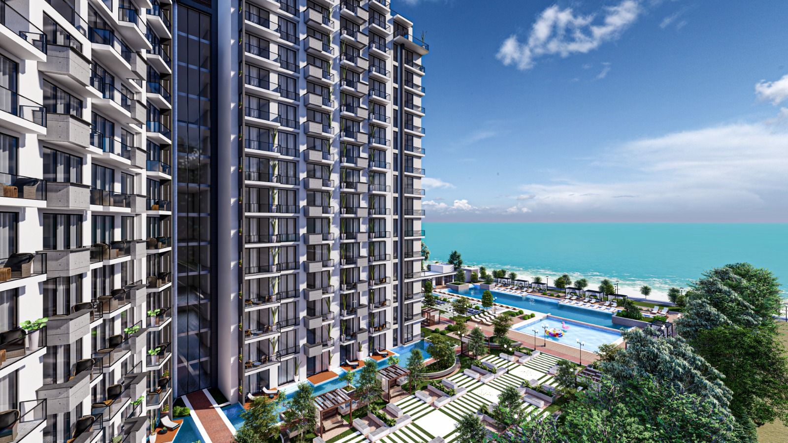 Студия 50 м² с видом на море в масштабном курортном комплексе в Газиверене