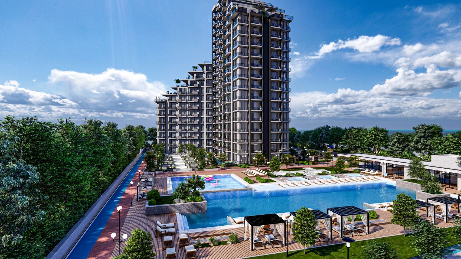 Студия 50 м2 с балконом в масштабном курортном комплексе в Газиверене — фото 10