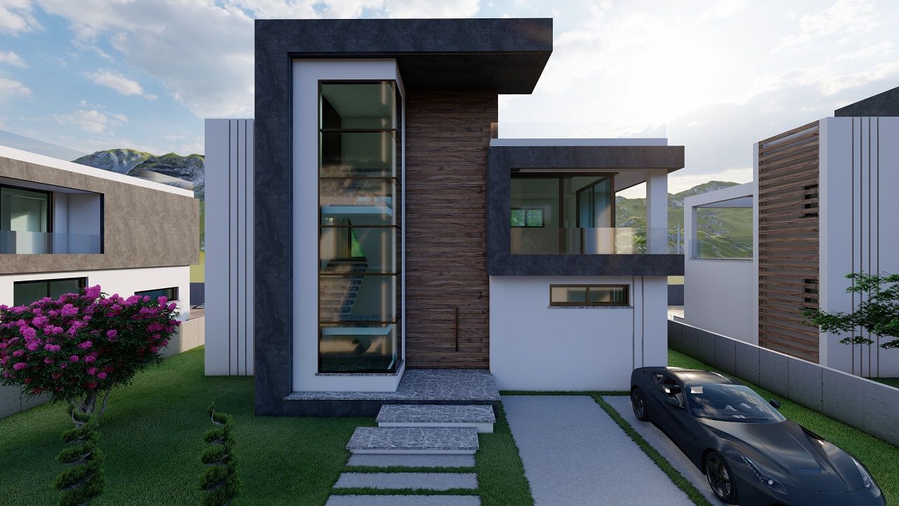 Современная вилла 3+1 (210 м²) с участком земли в новом комплексе в Боазе