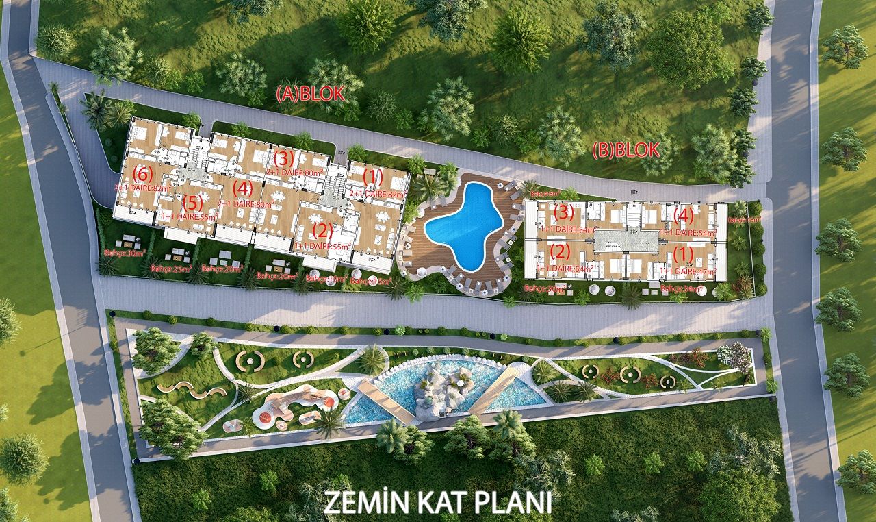 2-комнатные апартаменты 49 м² с террасой на крыше в уютном комплексе в Алсанджаке — фото 18