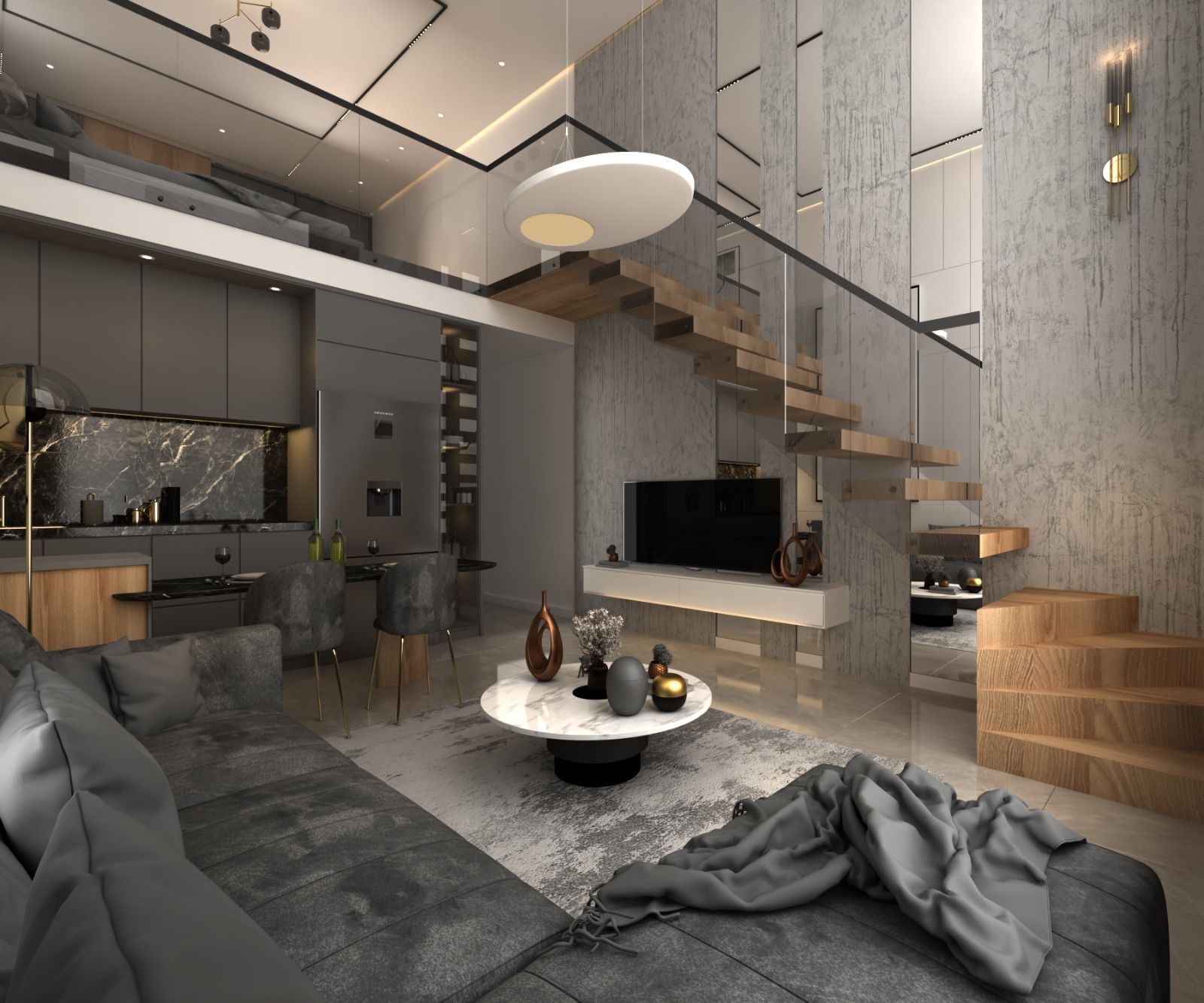 Апартаменты Loft 2+1 (113 м2) с двумя террасами в новом комплексе рядом с морем — фото 1