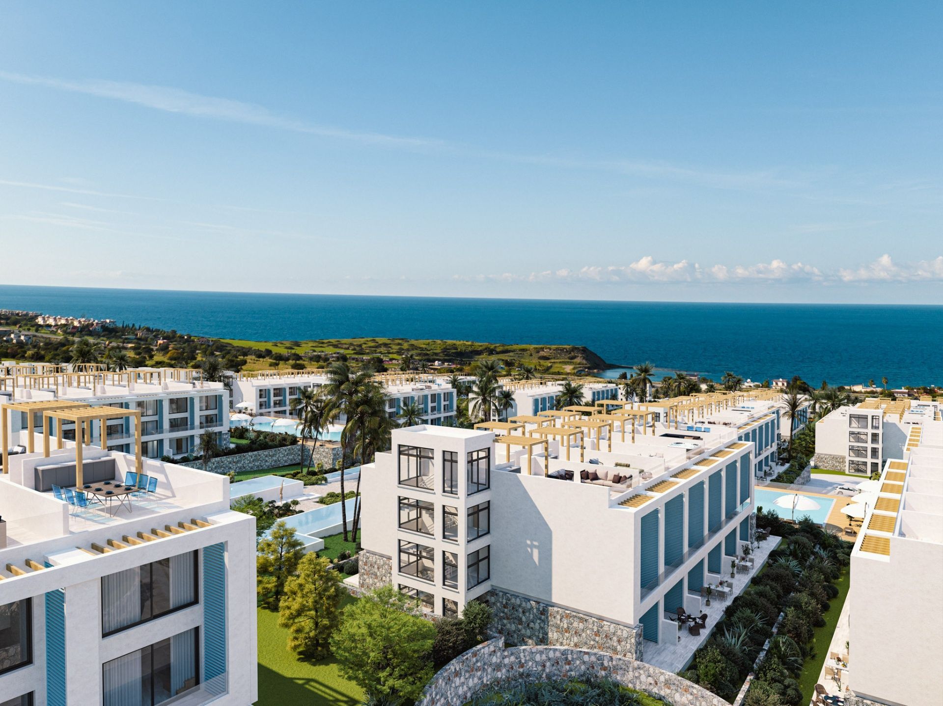 Студия 46 м² с балконом 6 м² в комплексе у моря — фото 48
