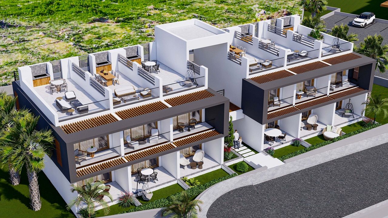 Студия 60 м² с собственным садом 10 м² в новом комплексе с видом на море и горы  — фото 1