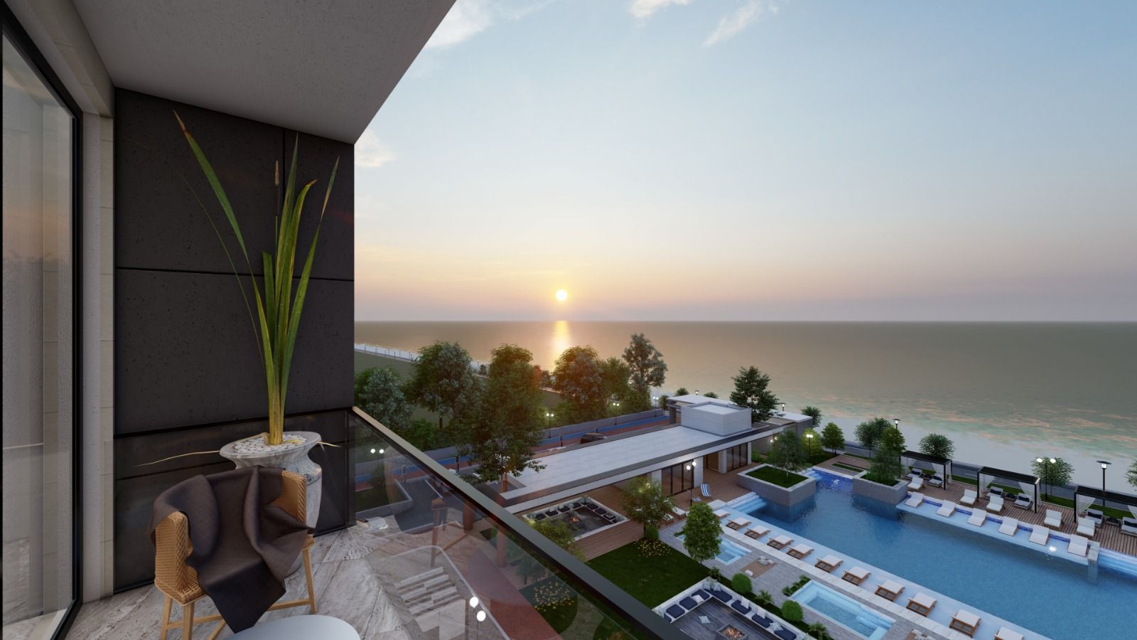 Студия 50 м² с видом на море в масштабном курортном комплексе в Газиверене — фото 4